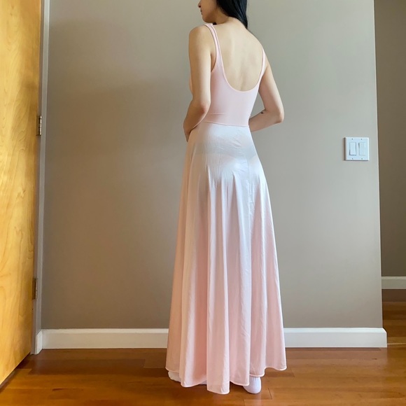 Vintage pink maxi slip dress with lace - Picture 3 of 8